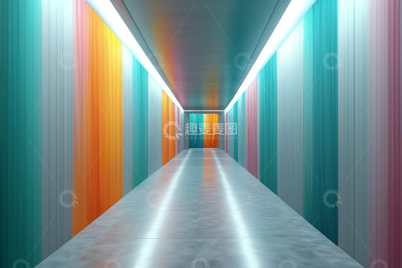 高清大图下载【趣麦麦图】彩色灯光现代风格隧道