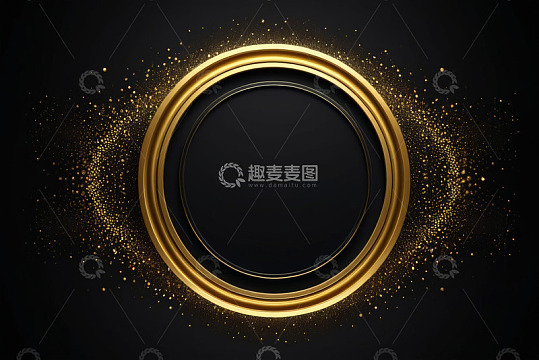 黑色背景金色圆环粒子素材