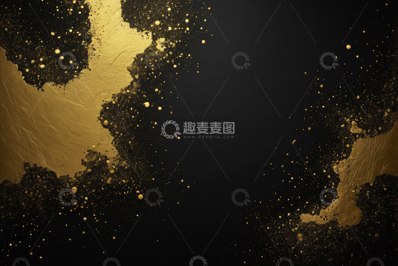 高清大图下载【趣麦麦图】黑金背景金粉粒子特效