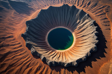 沙漠中的环形火山口景观