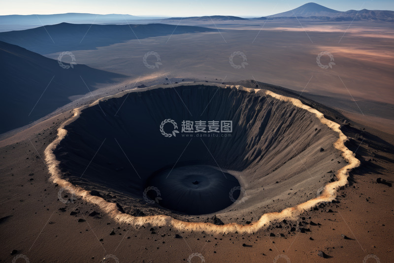 高清大图下载【趣麦麦图】沙漠中的火山口全景
