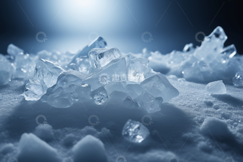 高清大图下载【趣麦麦图】蓝色背景下的碎冰块特写