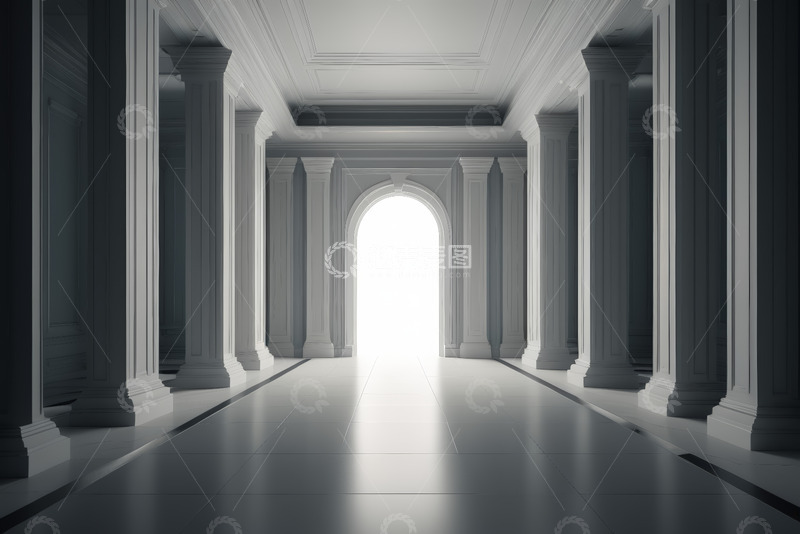 高清大图下载【趣麦麦图】古典风格柱式长廊建筑