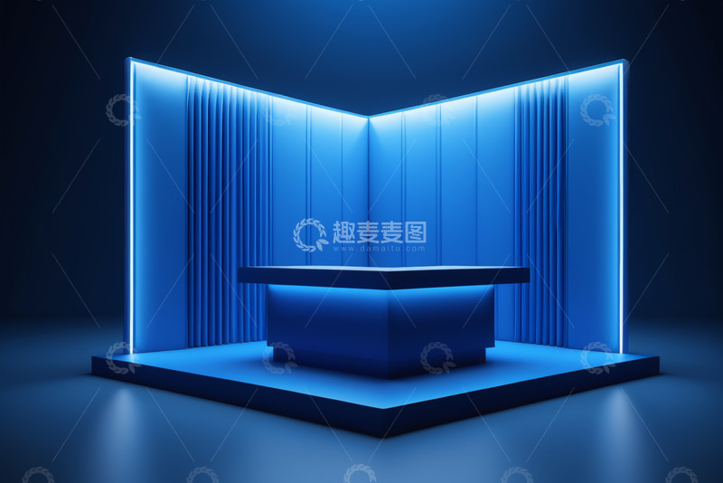 高清大图下载【趣麦麦图】蓝色现代风格展示台场景