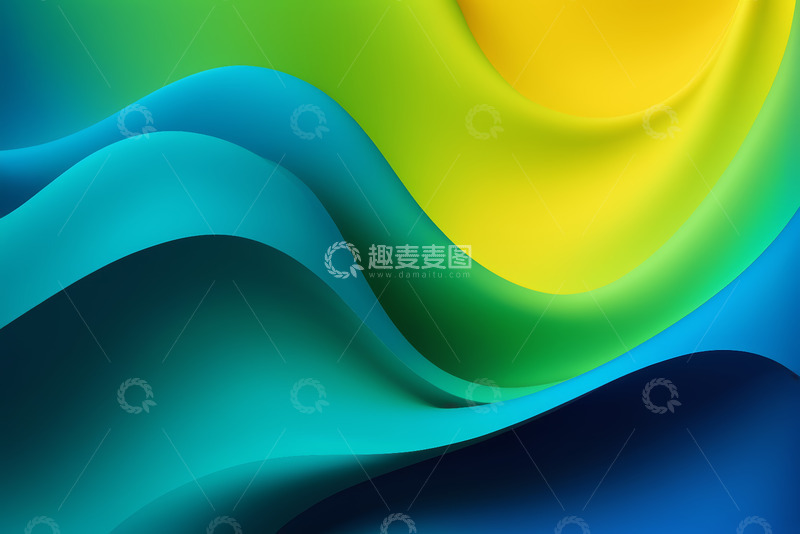 高清大图下载【趣麦麦图】蓝绿黄渐变抽象背景