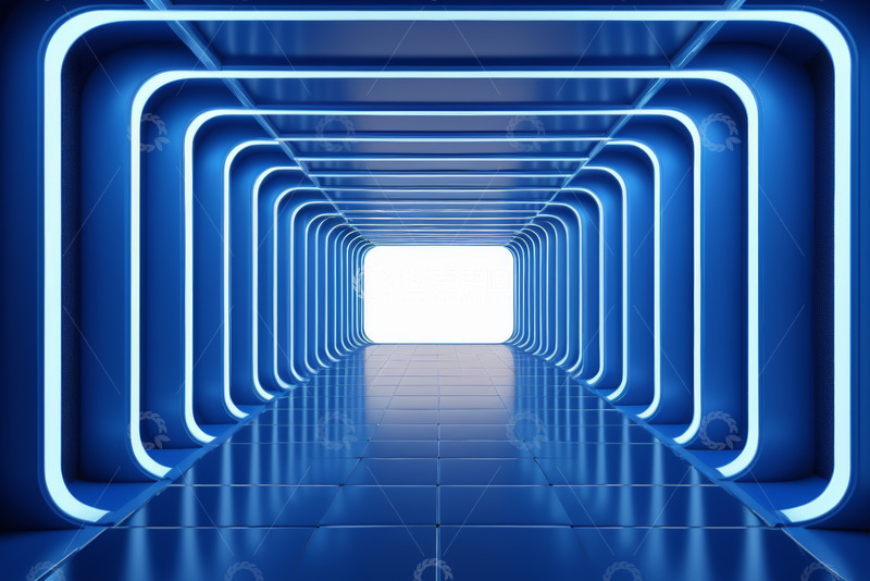 高清大图下载【趣麦麦图】科幻风格蓝色光效隧道