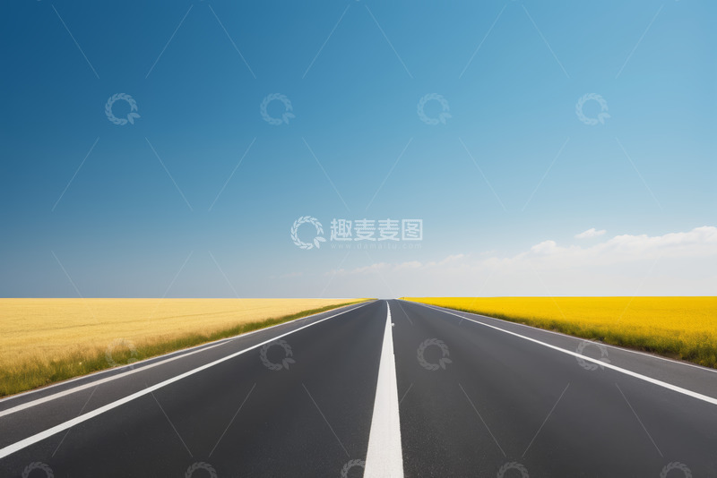 高清大图下载【趣麦麦图】田野间的柏油道路