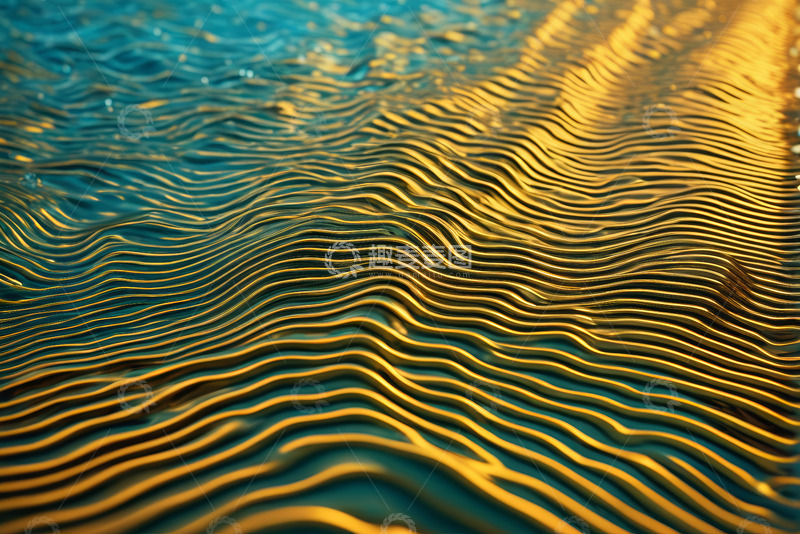高清大图下载【趣麦麦图】金色波纹海洋水面素材