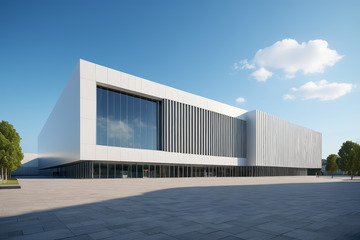 现代风格白色建筑全景
