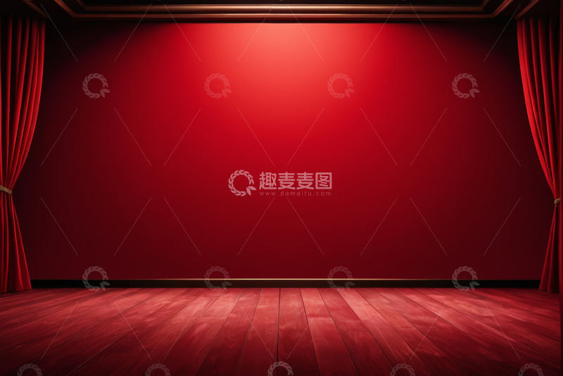 高清大图下载【趣麦麦图】红色幕布舞台背景