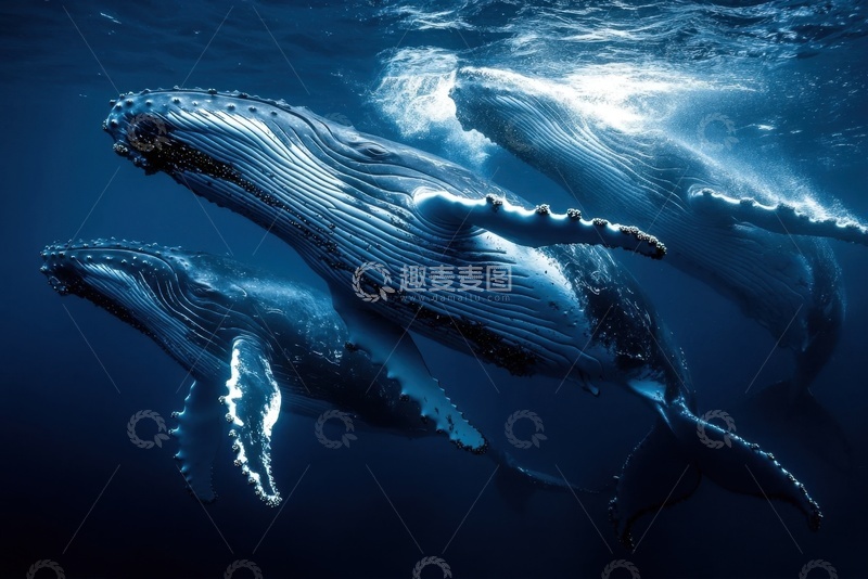 高清大图下载【趣麦麦图】大海里遨游的大鲸鱼