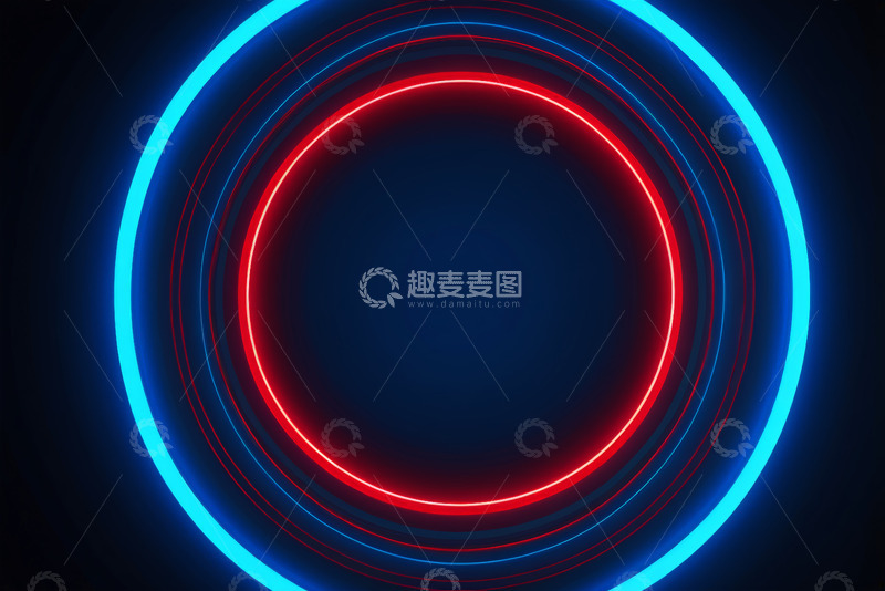 高清大图下载【趣麦麦图】红蓝发光圆环背景素材