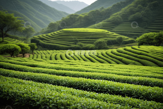 绿色梯田茶园自然风光