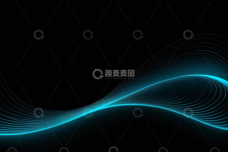 高清大图下载【趣麦麦图】黑色背景蓝色抽象线条画面