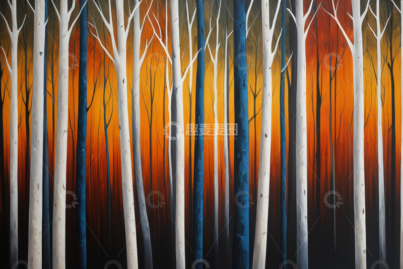 高清大图下载【趣麦麦图】色彩斑斓的森林树木景观