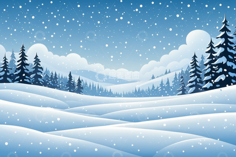 高清大图下载【趣麦麦图】冬日雪景针叶林自然风光
