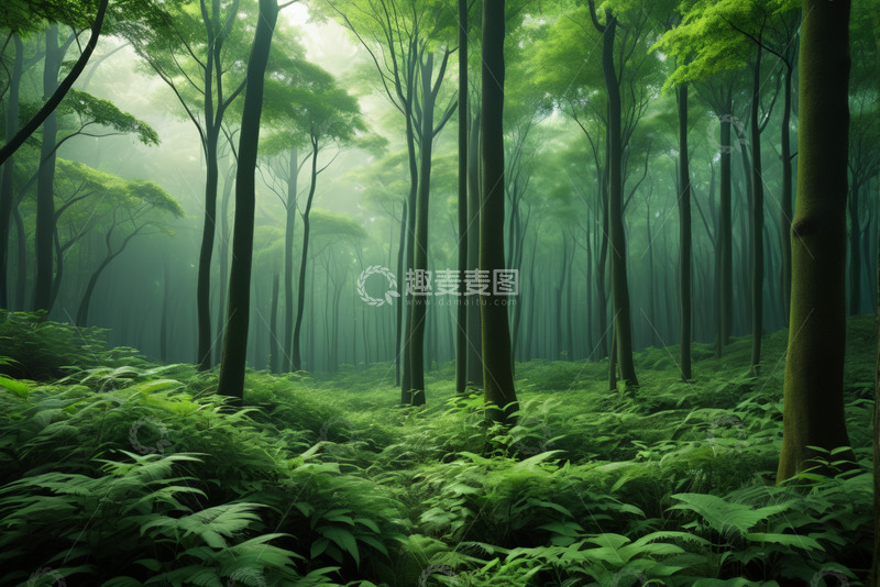 高清大图下载【趣麦麦图】茂密森林绿意盎然自然景观