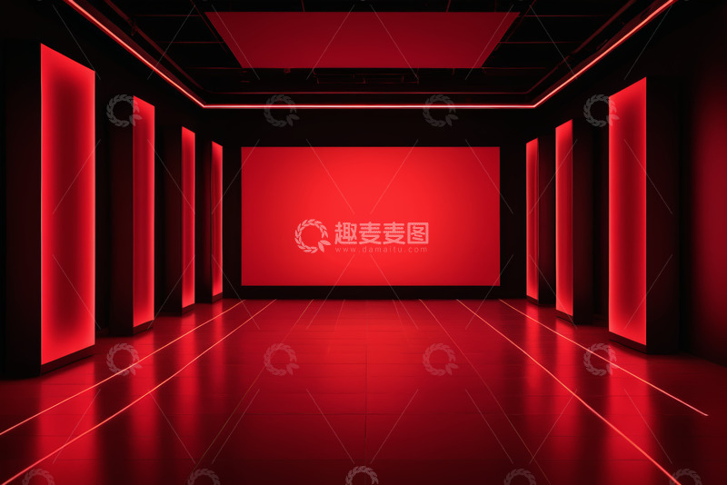 高清大图下载【趣麦麦图】红色现代室内空间场景