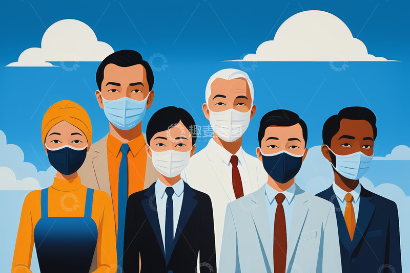 高清大图下载【趣麦麦图】戴口罩的多元人群肖像