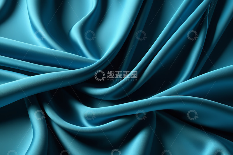 高清大图下载【趣麦麦图】蓝色丝绸布料纹理特写