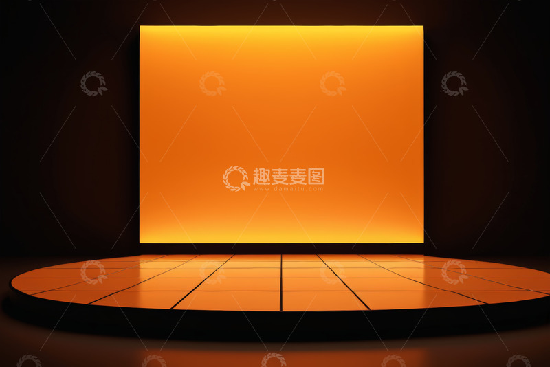 高清大图下载【趣麦麦图】橙色背景圆形展示台