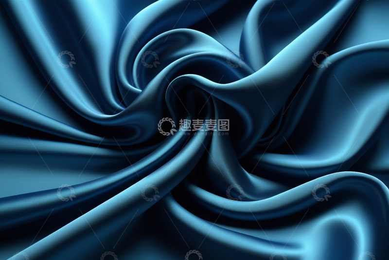 高清大图下载【趣麦麦图】蓝色丝绸布料纹理特写