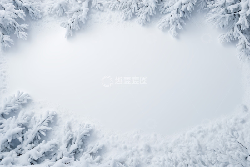 高清大图下载【趣麦麦图】覆雪松枝自然背景