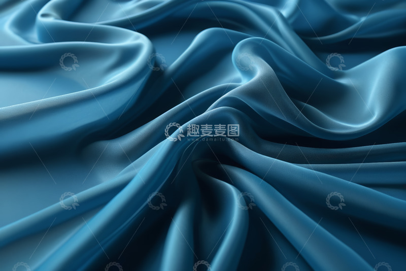 高清大图下载【趣麦麦图】蓝色丝绸织物特写