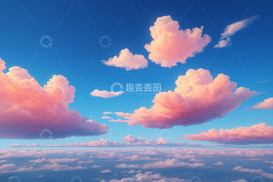 蓝天粉色云朵天空景观