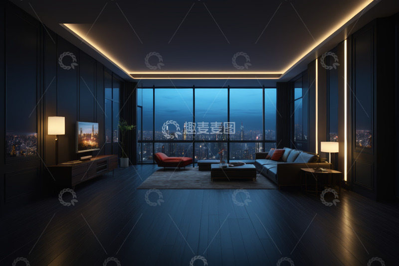 高清大图下载【趣麦麦图】现代风格高层住宅客厅内景