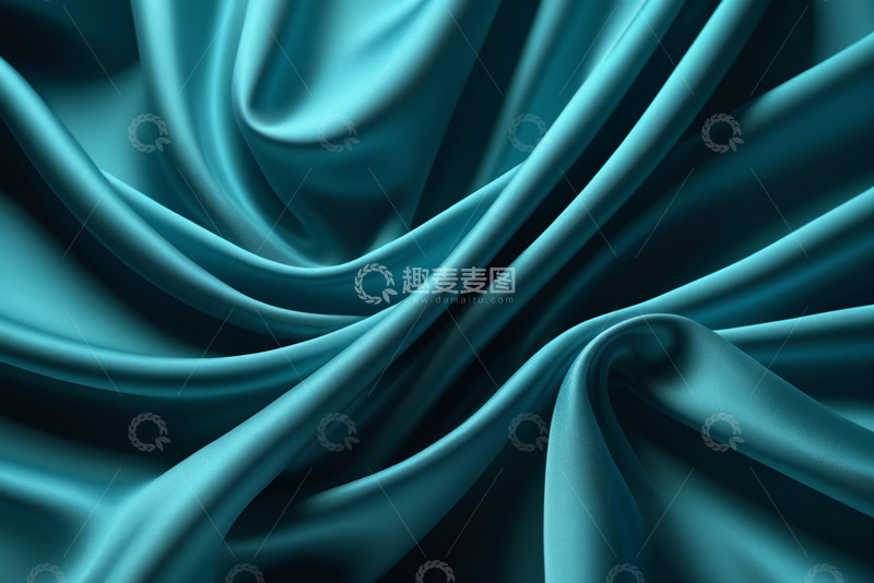 高清大图下载【趣麦麦图】蓝绿色丝绸布料特写