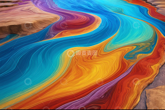 彩色纹理抽象艺术流体画面