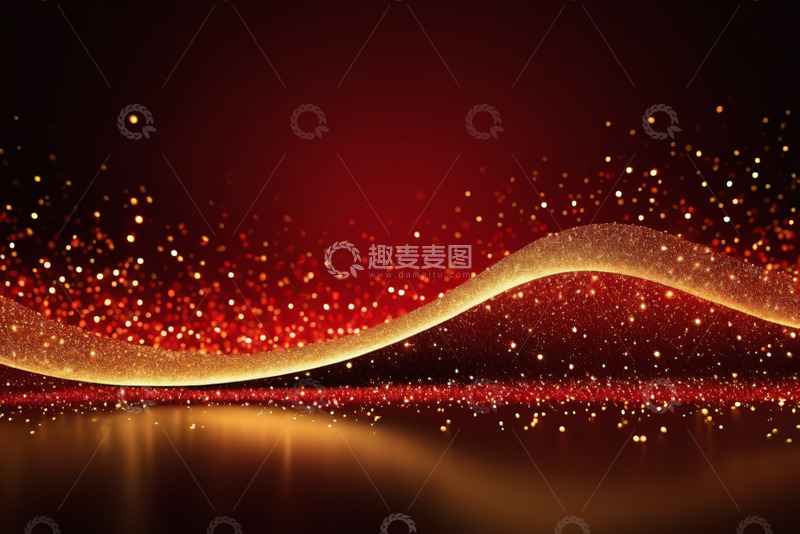 高清大图下载【趣麦麦图】红色金色粒子流动背景素材