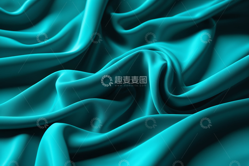 高清大图下载【趣麦麦图】蓝绿色丝绸布料纹理