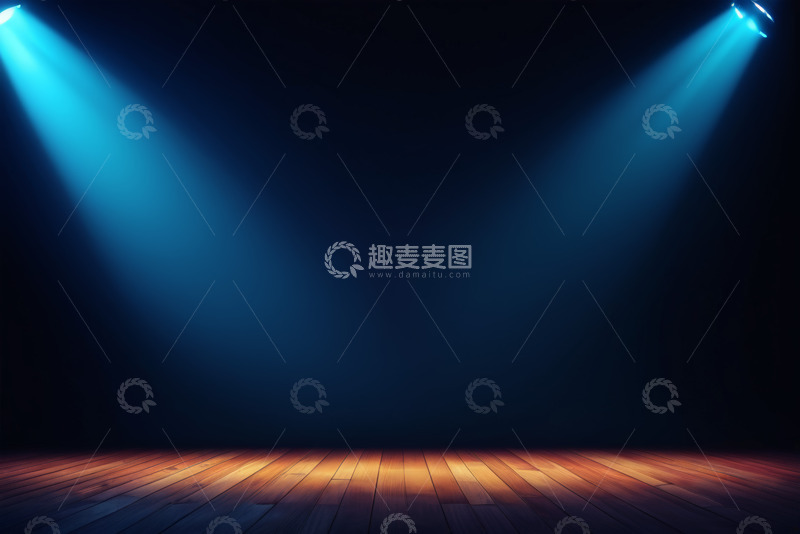 高清大图下载【趣麦麦图】舞台上的双束蓝色聚光效果