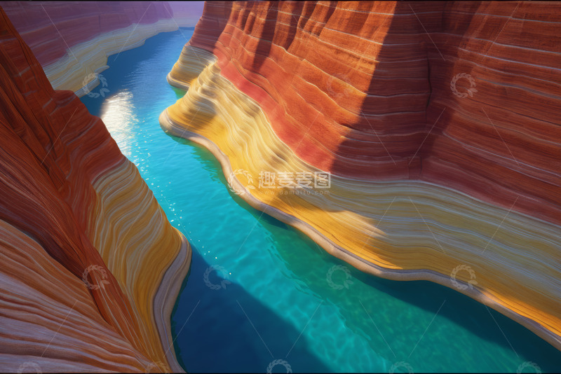 高清大图下载【趣麦麦图】色彩斑斓峡谷河流景观