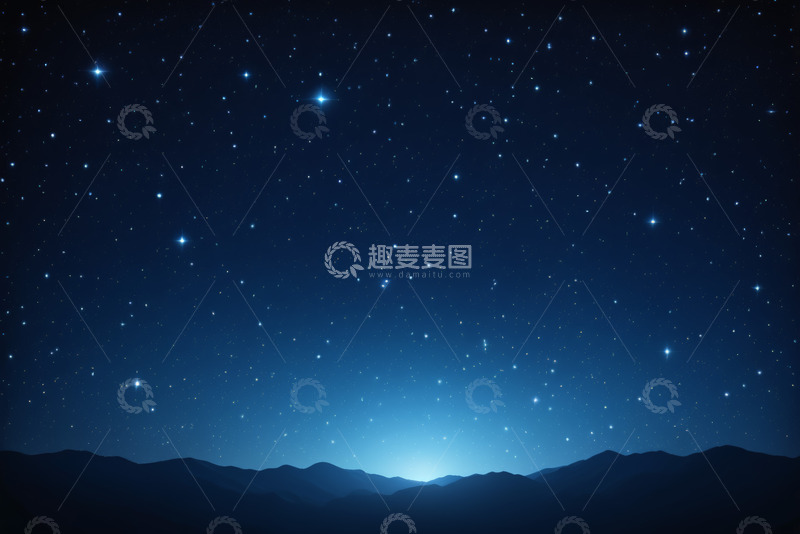 高清大图下载【趣麦麦图】夜空下的山脉与繁星景象
