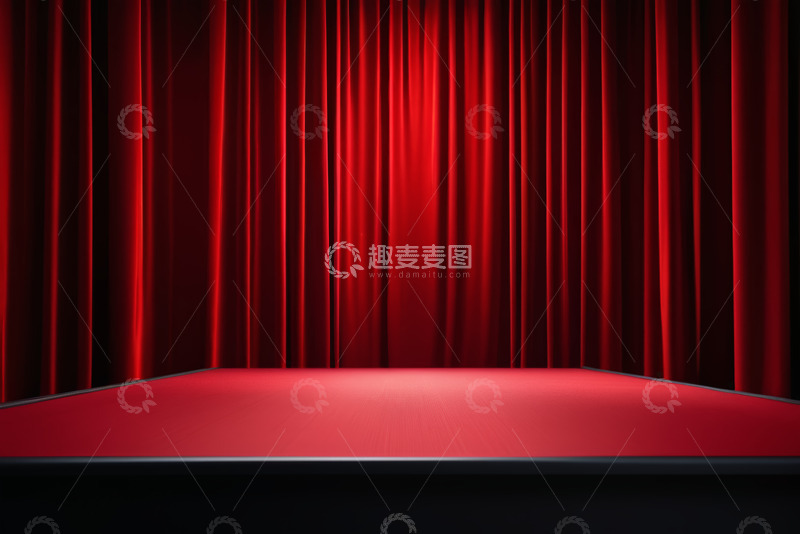 高清大图下载【趣麦麦图】红色幕布舞台背景