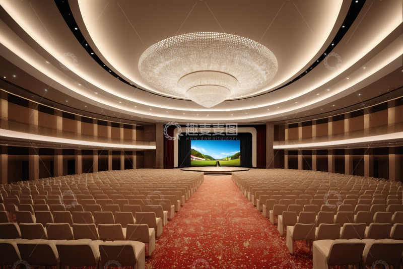 高清大图下载【趣麦麦图】现代剧院内空荡的座位和舞台