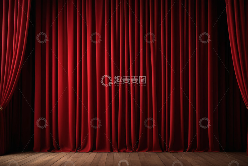 高清大图下载【趣麦麦图】舞台红色幕布背景
