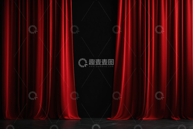 高清大图下载【趣麦麦图】舞台红色幕布背景