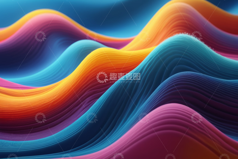 高清大图下载【趣麦麦图】多彩波浪抽象背景素材