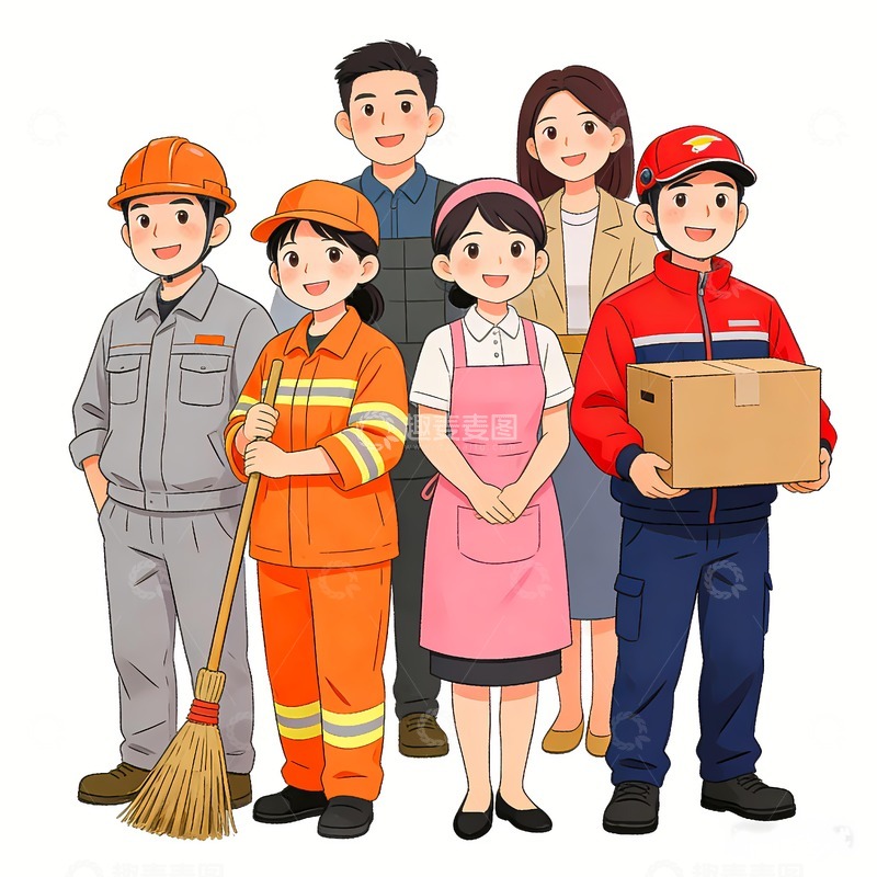 高清大图下载【趣麦麦图】社会奉献的最美工人