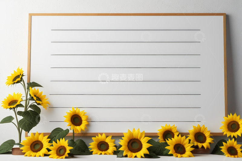 高清大图下载【趣麦麦图】向日葵装饰的空白画框