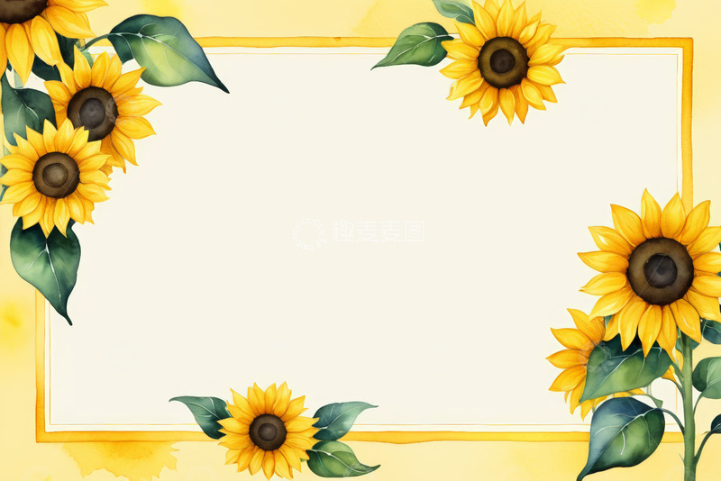 高清大图下载【趣麦麦图】向日葵装饰边框背景素材