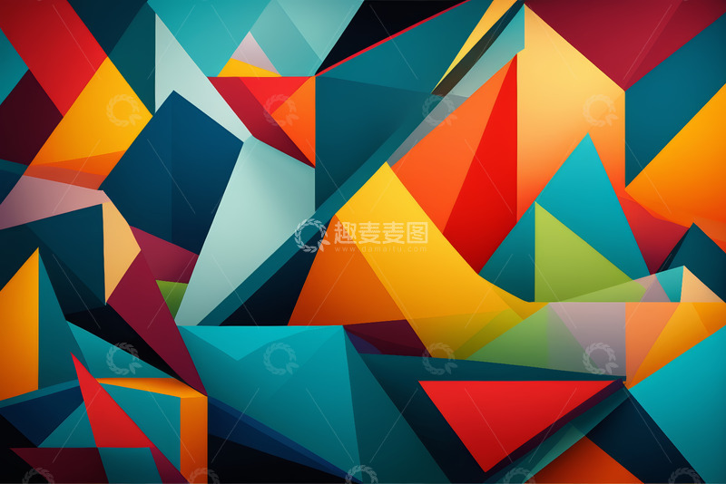 高清大图下载【趣麦麦图】多彩多边形几何背景图案