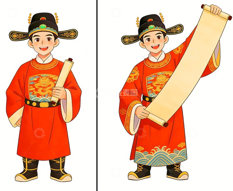 高清大图下载【趣麦麦图】一个新科状元卡通人物