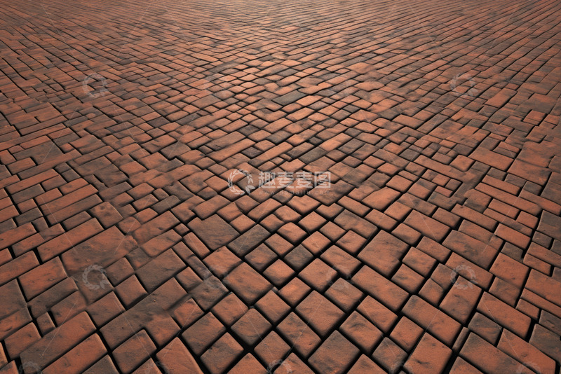 高清大图下载【趣麦麦图】红砖铺就的地面纹理