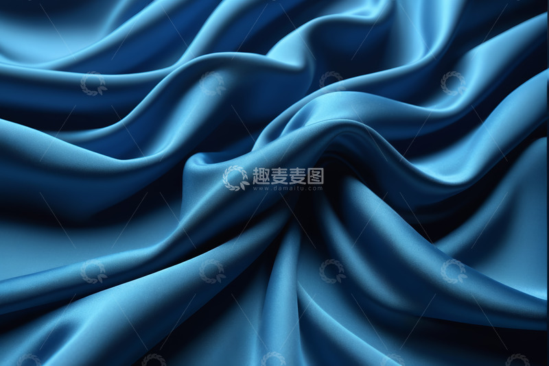 高清大图下载【趣麦麦图】蓝色丝绸布料纹理