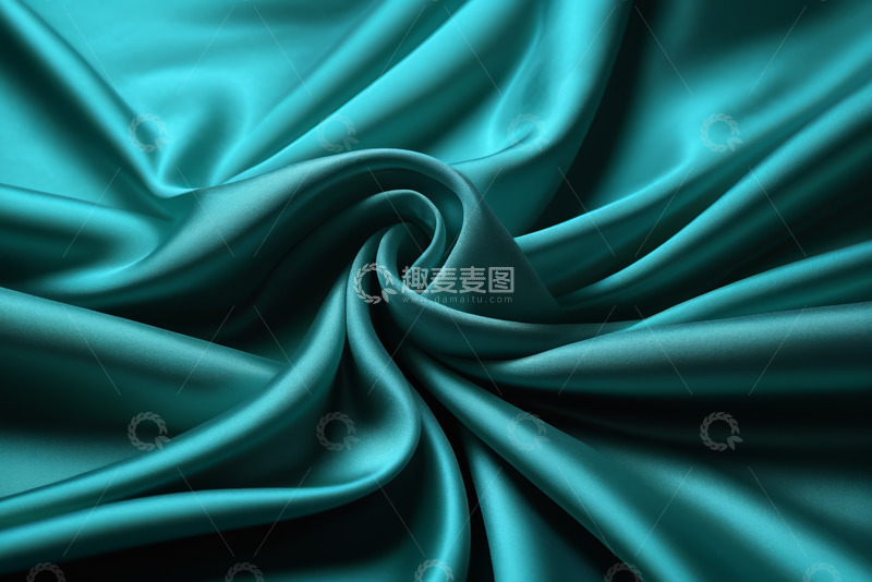 高清大图下载【趣麦麦图】蓝绿色丝绸织物纹理特写